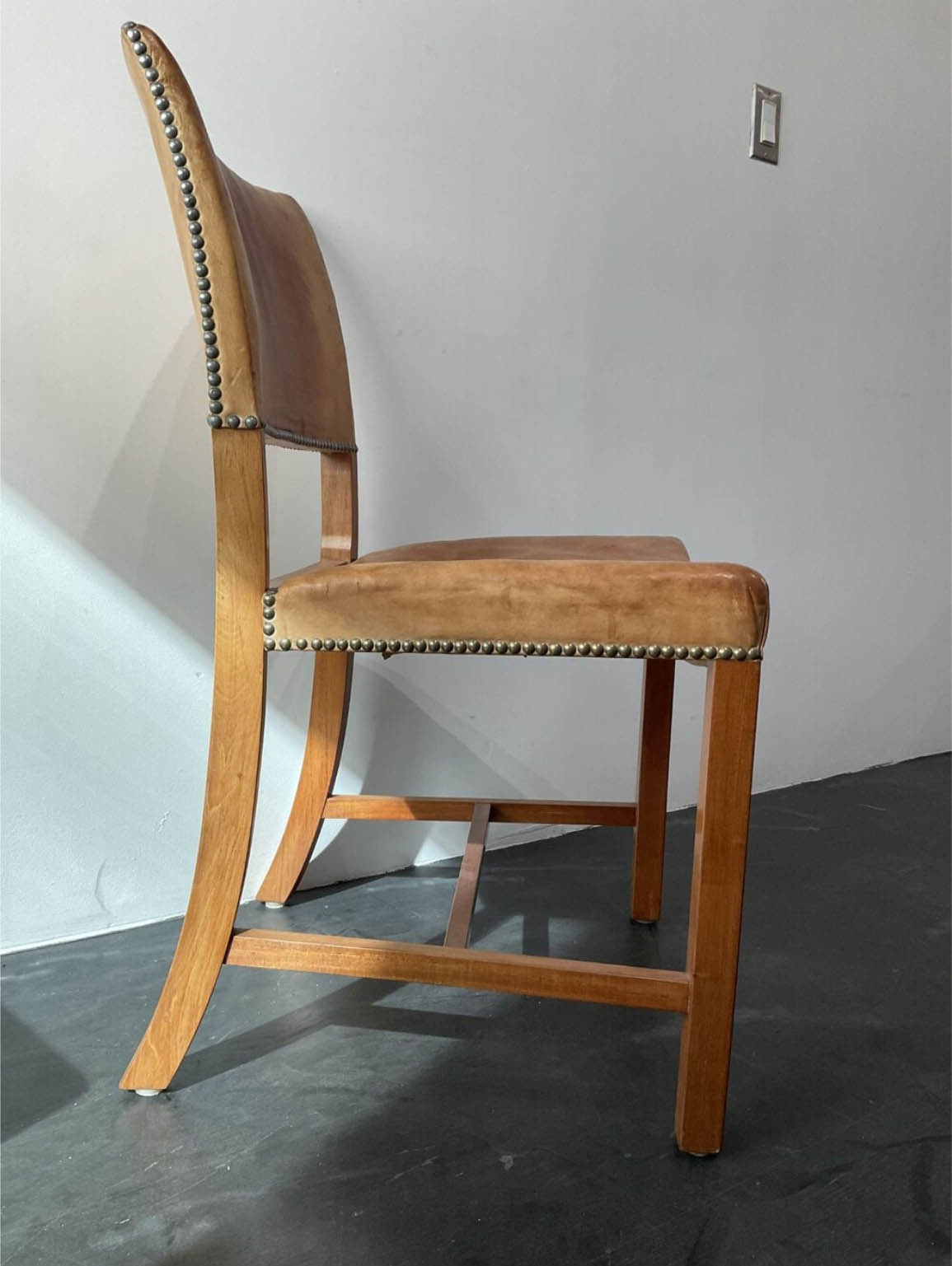 Set of (6) Danish Dining Chairs in Patinated Leather