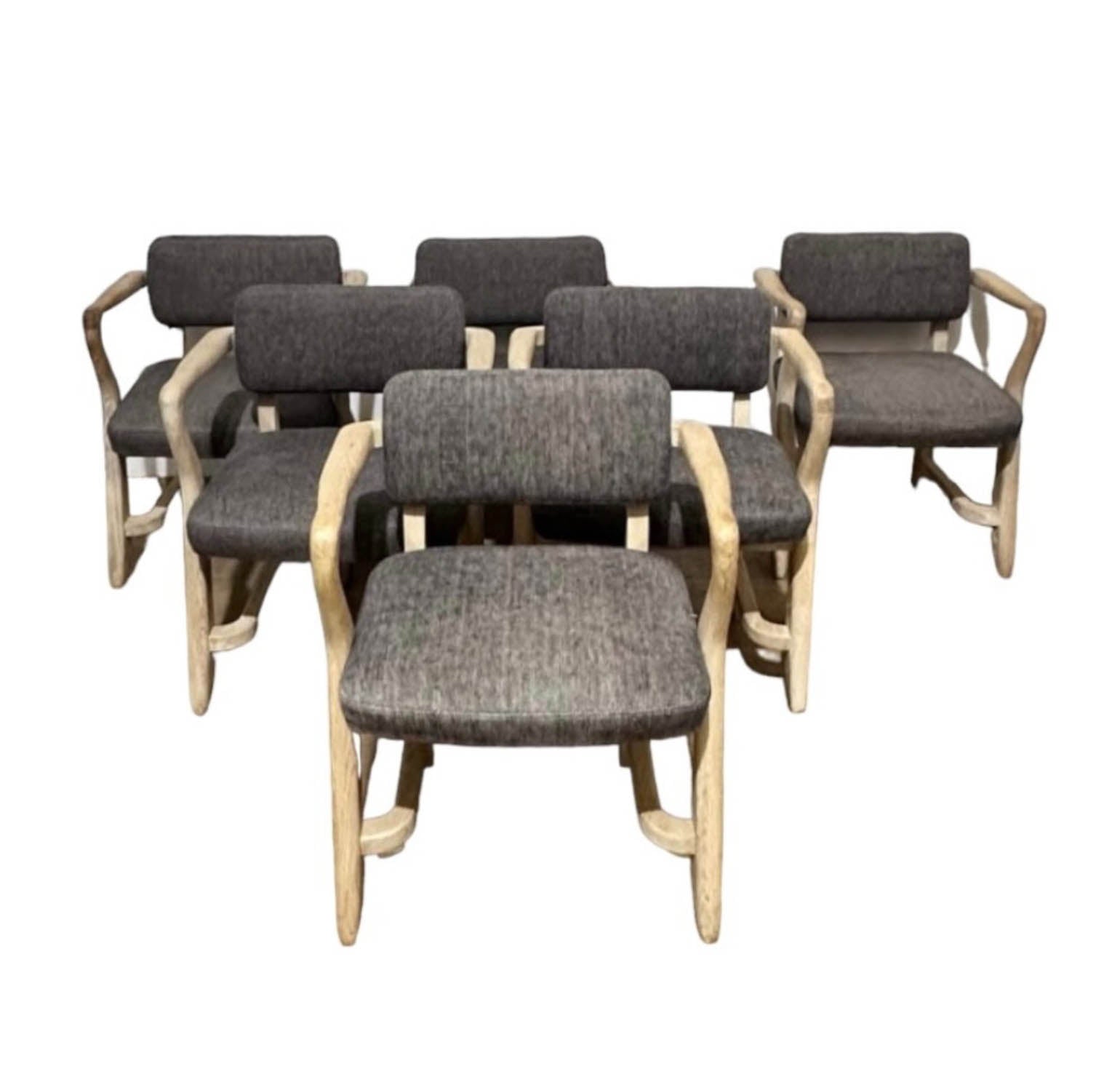 Set of (6) Guillerme & Chambron Oak Chairs