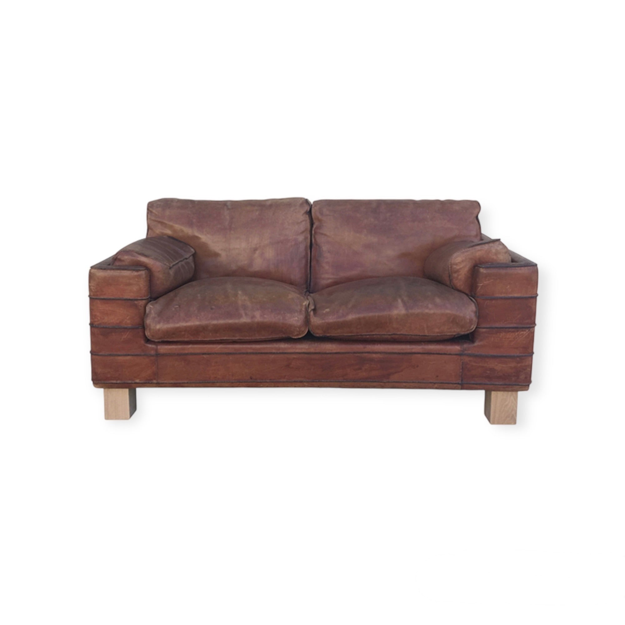 French 1970's Leather Love Seat