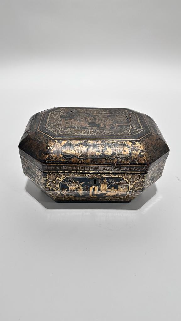 19th Century Black Chinoiserie Box