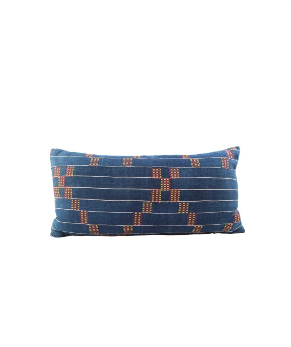 19th Century African Indigo and Embroidered Textile Pillow