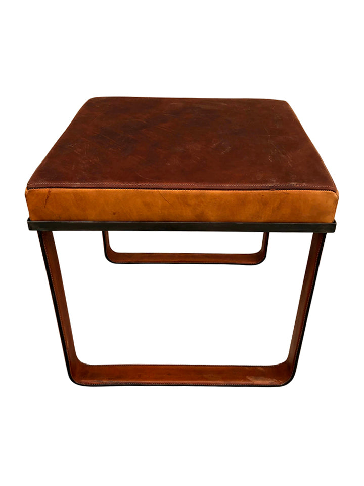 Lucca Studio Vaughn (stool) of saddle leather top and base