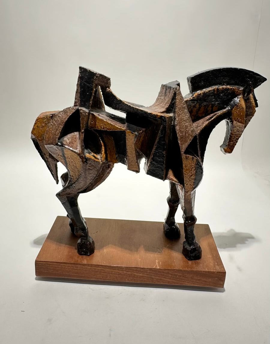 Large Scale 1970's Italian Cubist Ceramic Horse