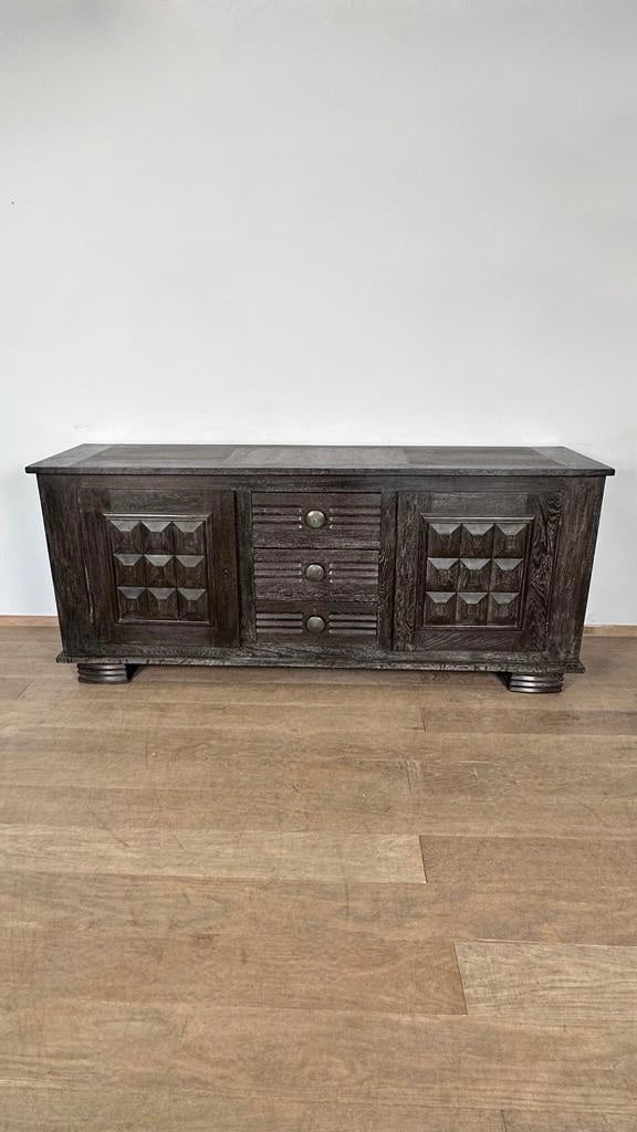 French Dark Cerused Oak 1940's Sideboard