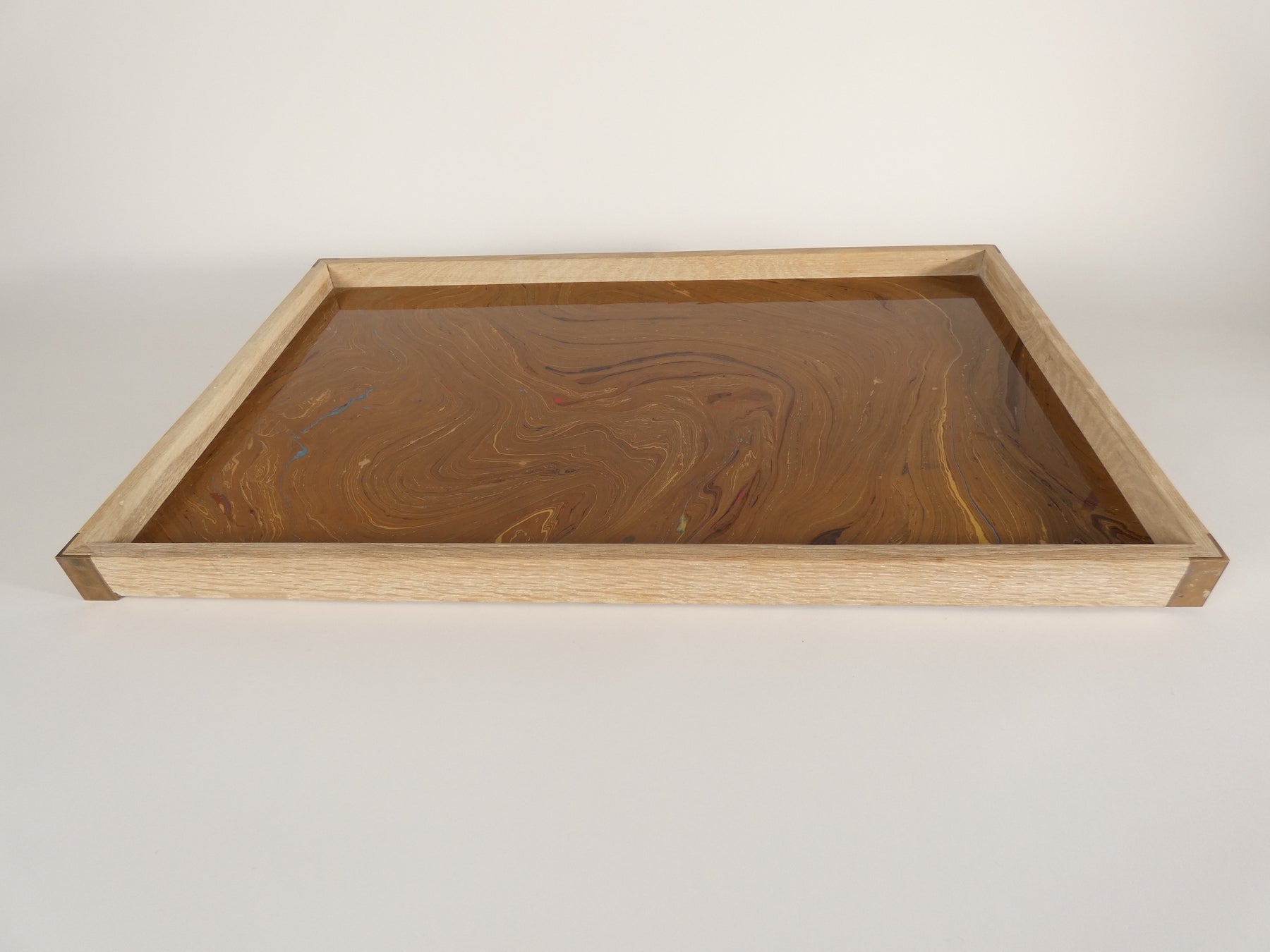 Limited Edition Oak Tray with Vintage Italian Marbleized Paper