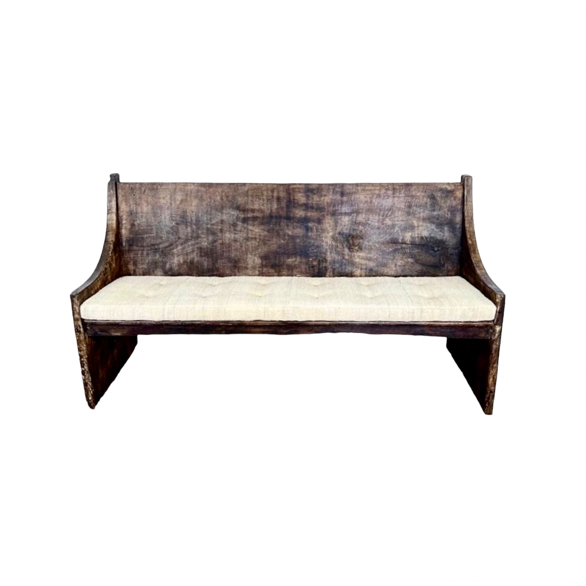 Lucca Studio Caleb Bench with Belgian Linen Seat Cushion