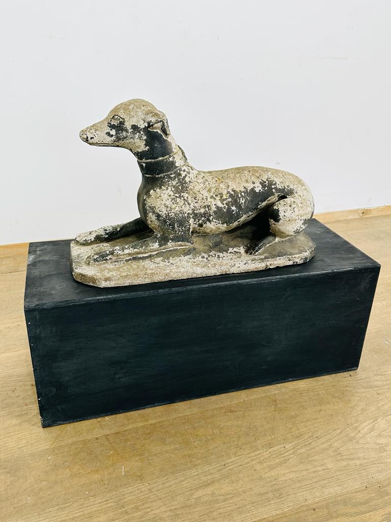 Large English Stone 19th Century Whippet Statue