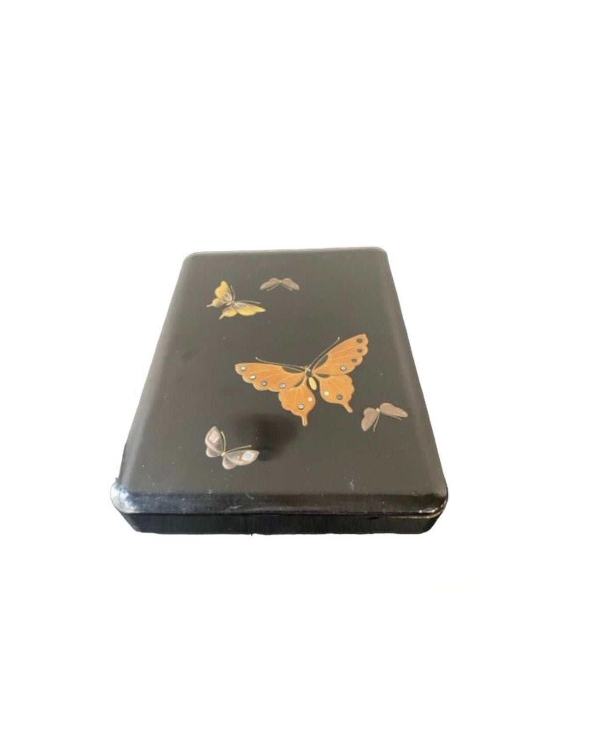 Vintage Japanese Makie Lacquer Box with Butterflies