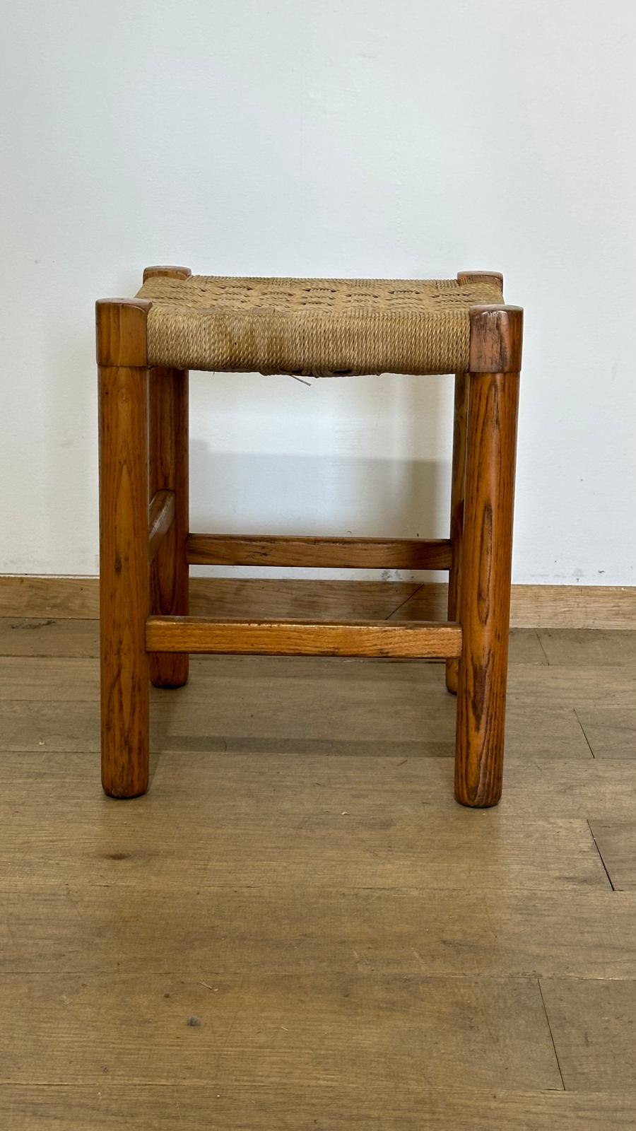 1960's French Rope and Oak Stool