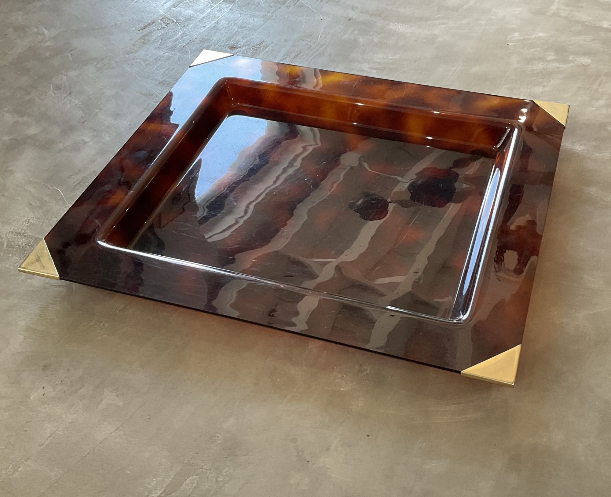 French Faux Tortoise Lucite Tray