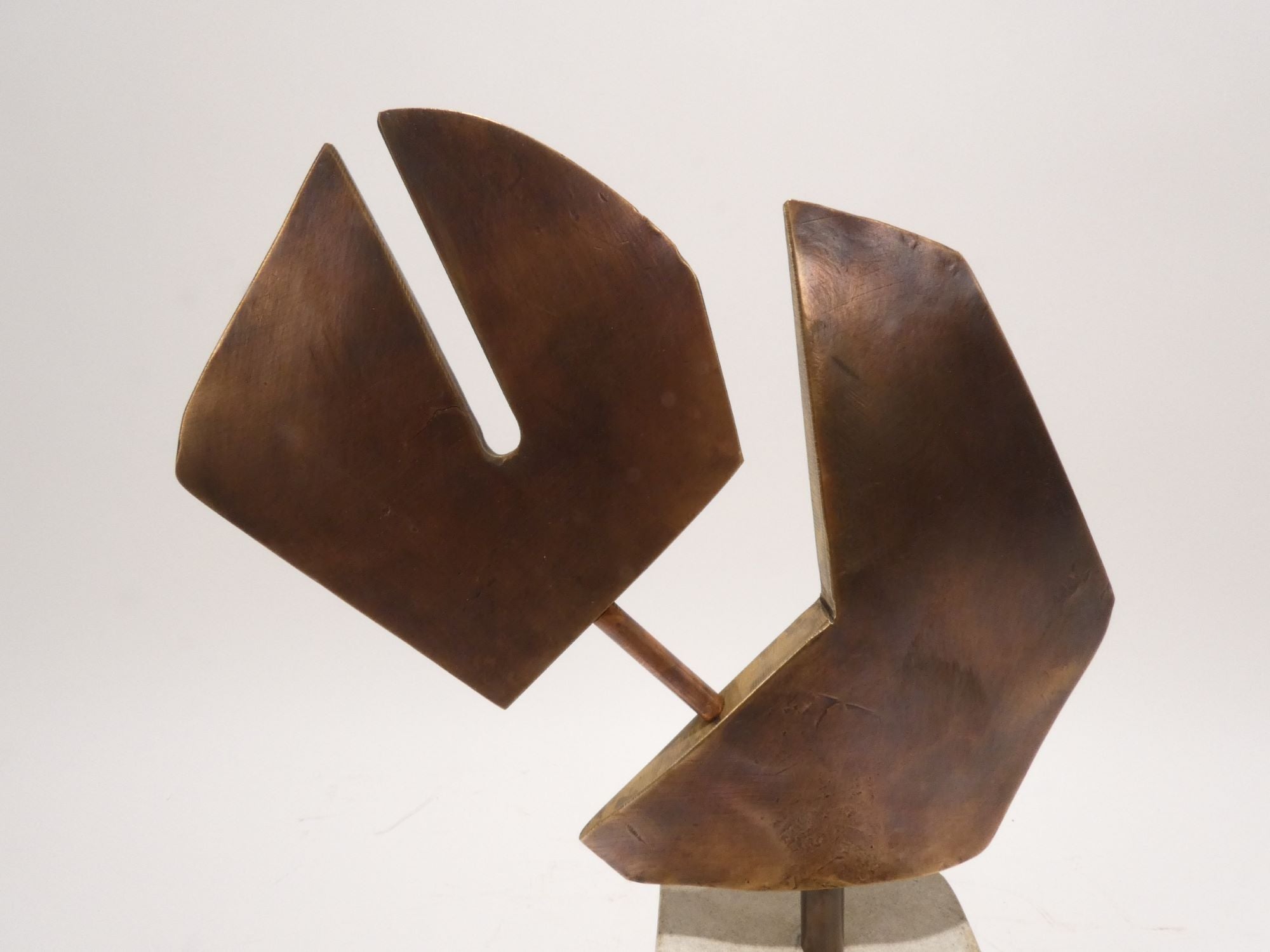 Limited Edition Hammered Bronze and Stone Sculpture