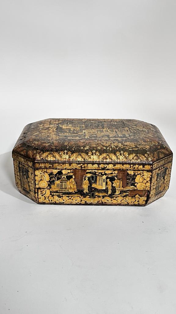 Large 19th Century English Chinoiserie Box