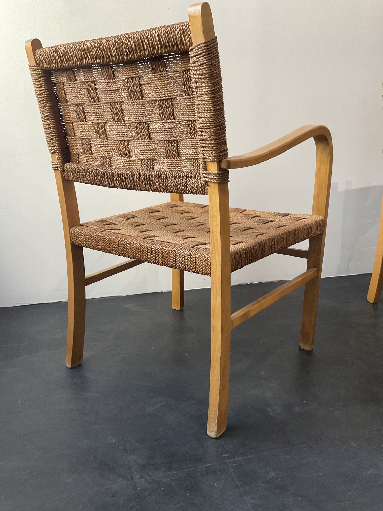 Pair of Danish Woven Rope Arm Chairs