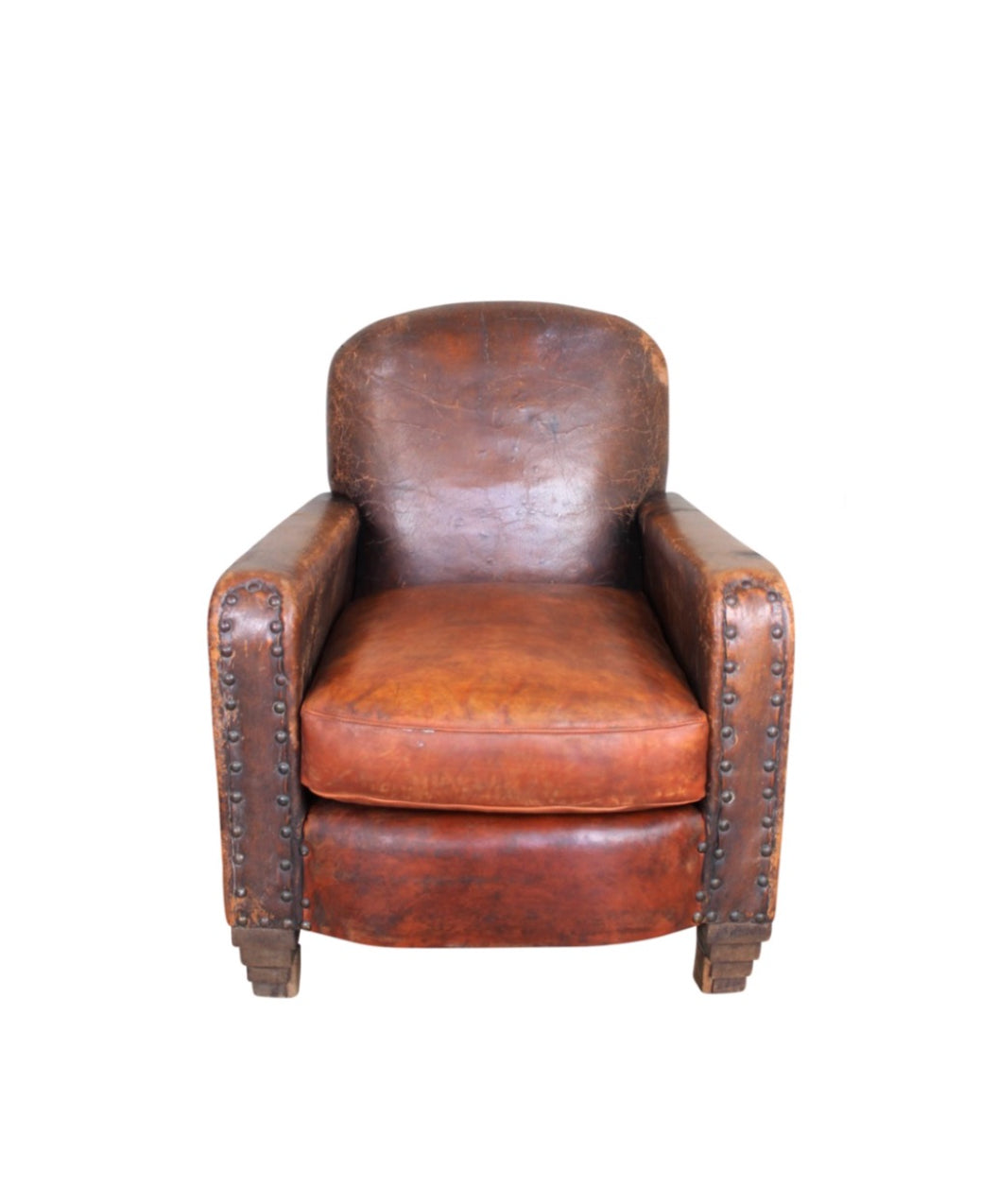 Single French 1940's Leather Club Chair