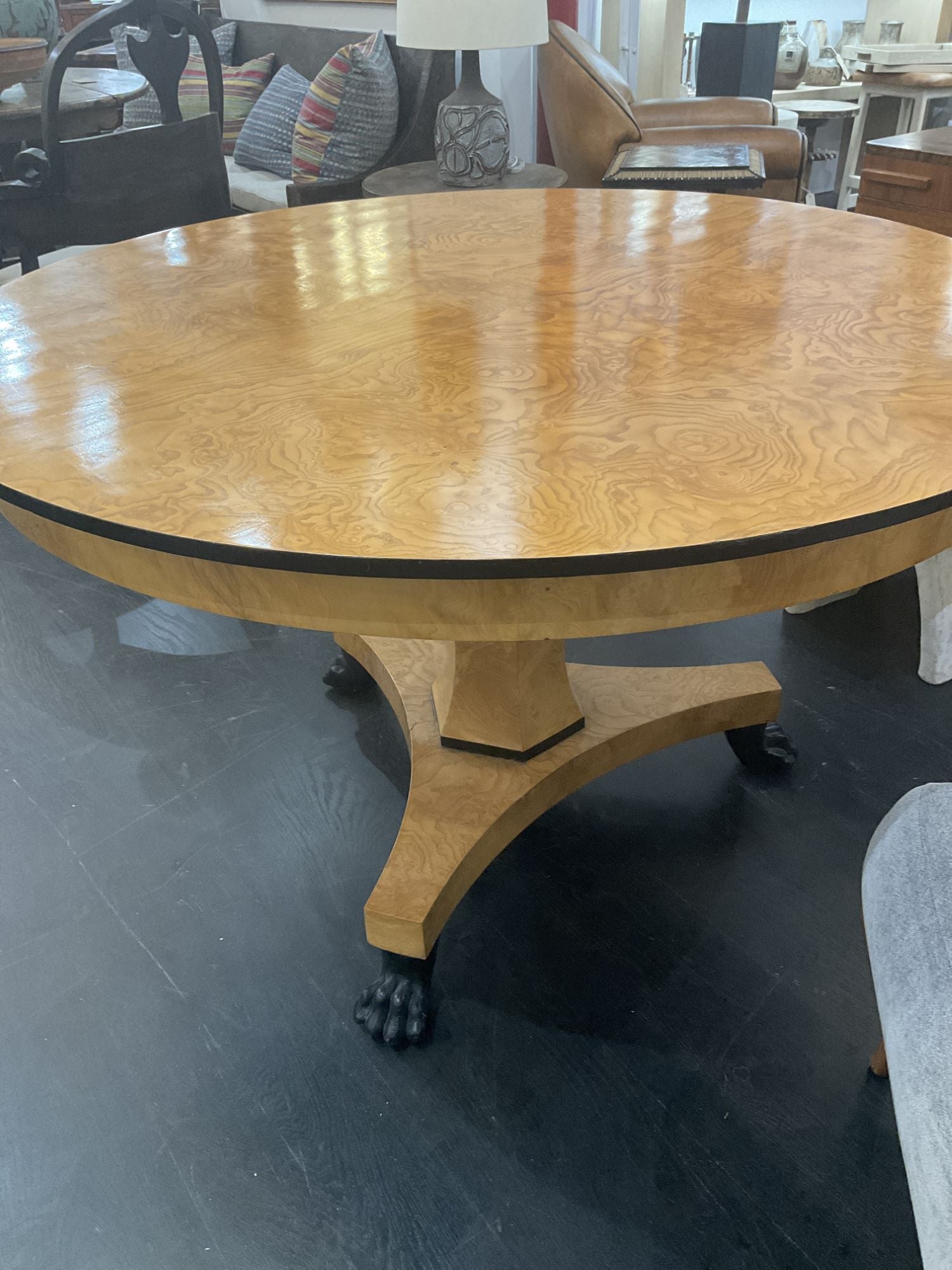 Swedish Biedermier Birch Burl Wood Table