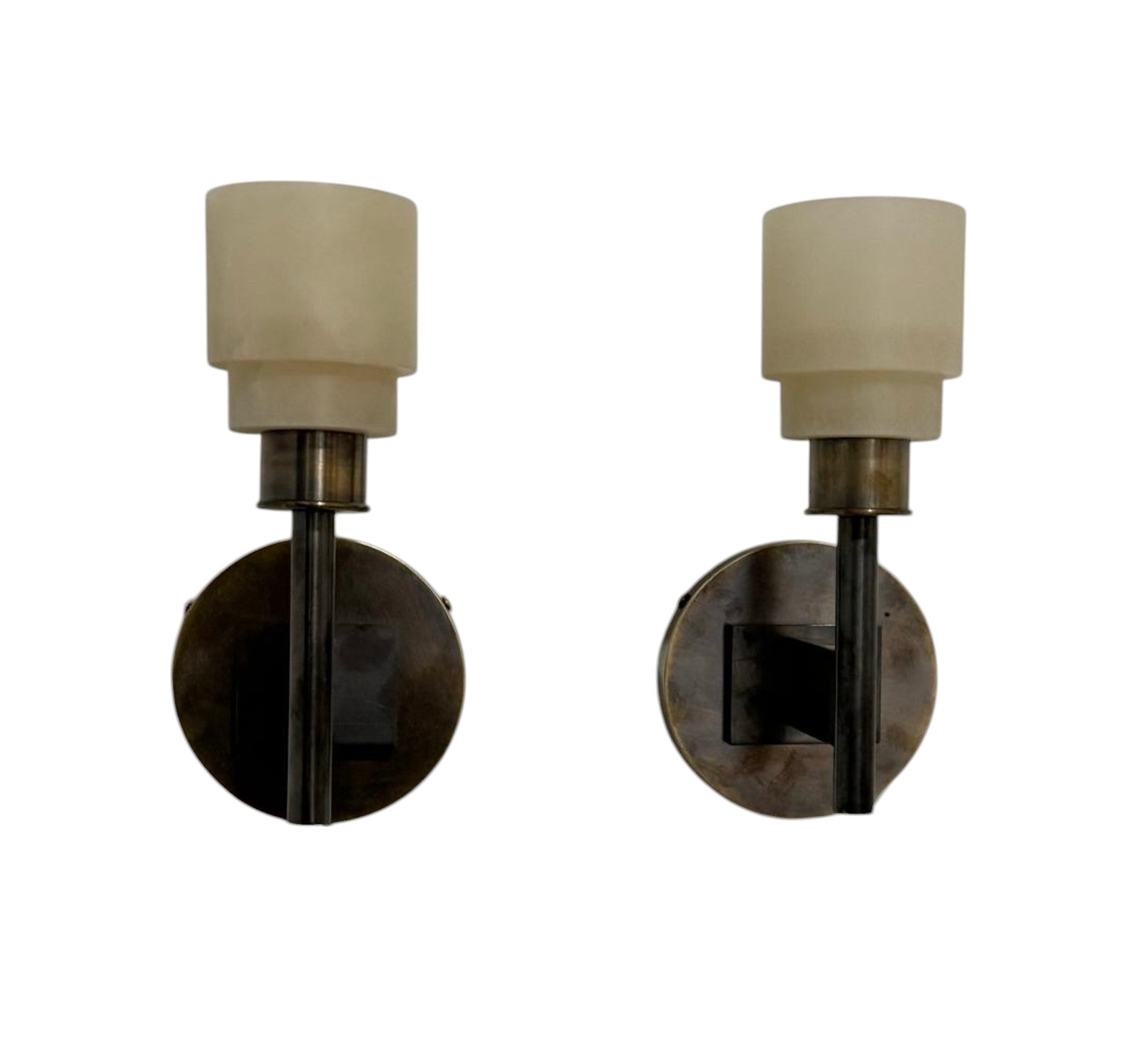 Lucca Studio Pair of Georgie Alabaster and Bronze Sconces