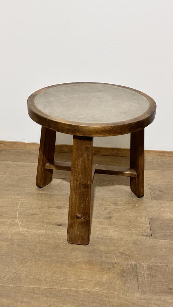 Lucca Studio Merlin Walnut and Concrete Top Side Table