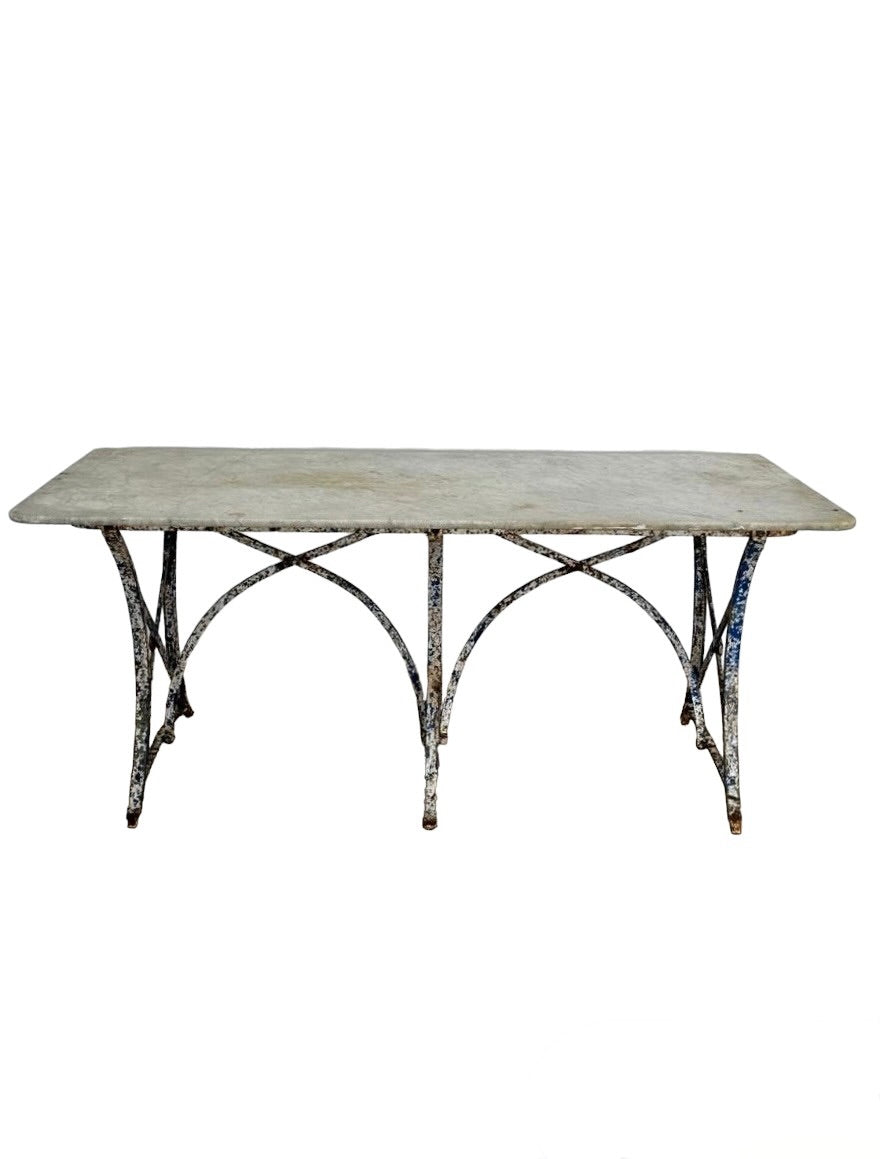 French 19th Century Iron with Marble TopTable