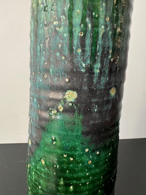 Large Green Glazed Japanese Oribe Pottery