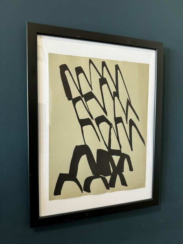 Mid Century French Ink Wall Art by Michel Berard