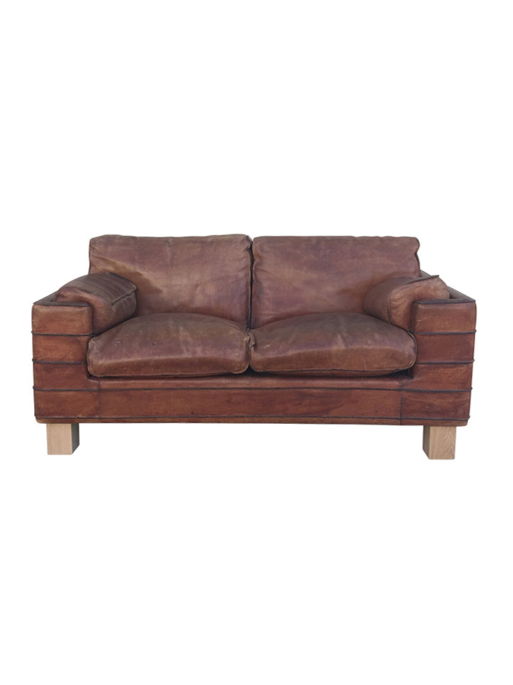 French 1970's Leather Love Seat