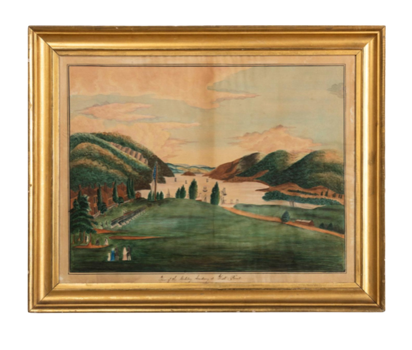 Rare 19th Century Hudson River School Watercolor Painting of West Point