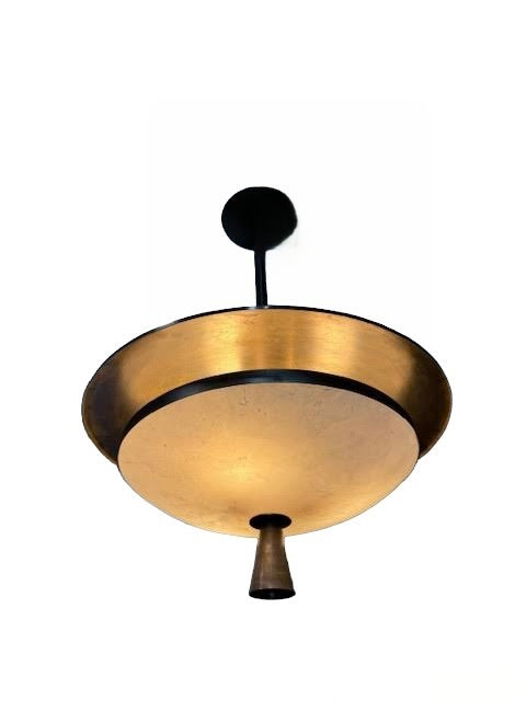 Limited Edition Antique Italian Alabaster and Modern Bronze Chandelier