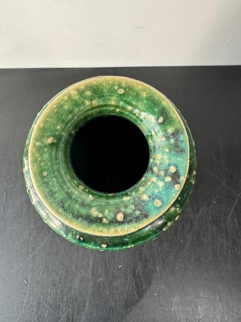 Large Green Glazed Japanese Oribe Pottery