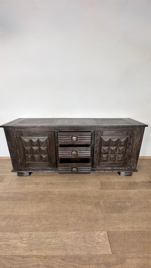 French Dark Cerused Oak 1940's Sideboard