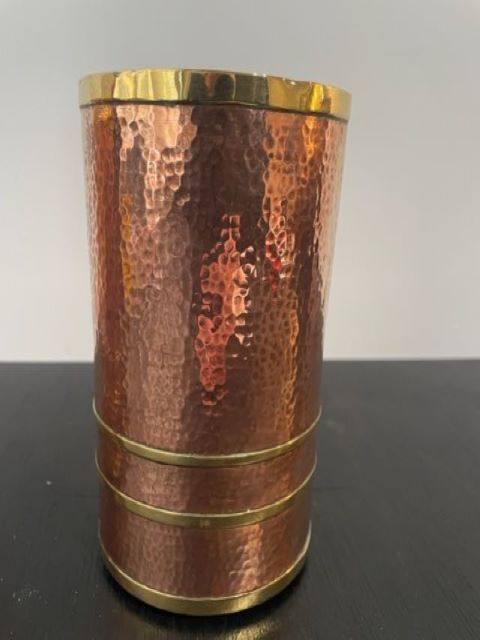 Pair of Arts and Crafts Mixed Metal Vases