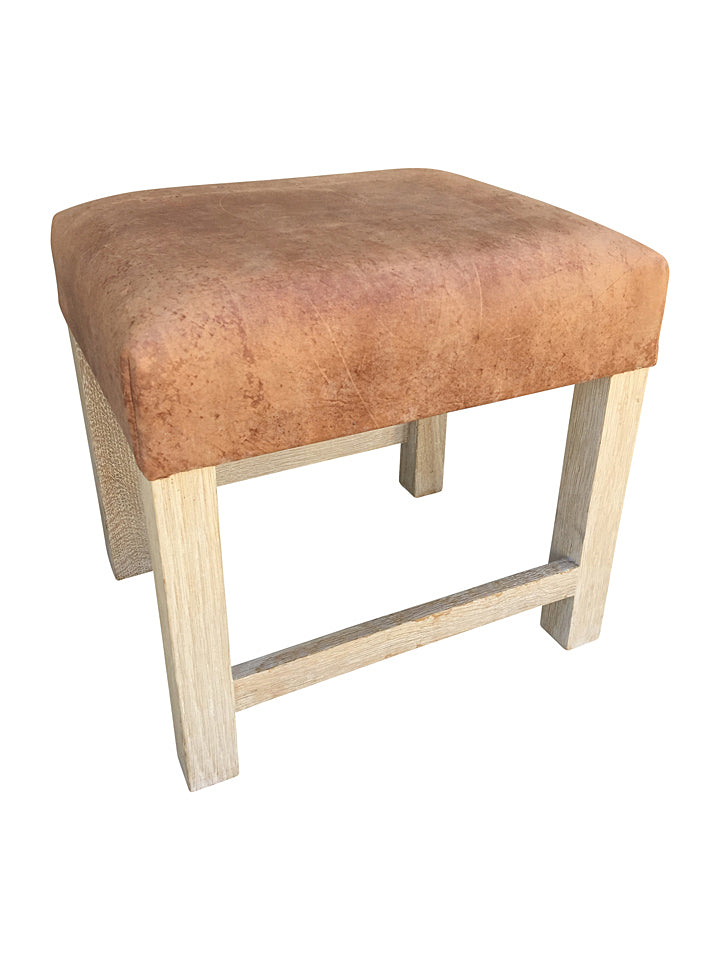 Belgian Leather  Oak Stool