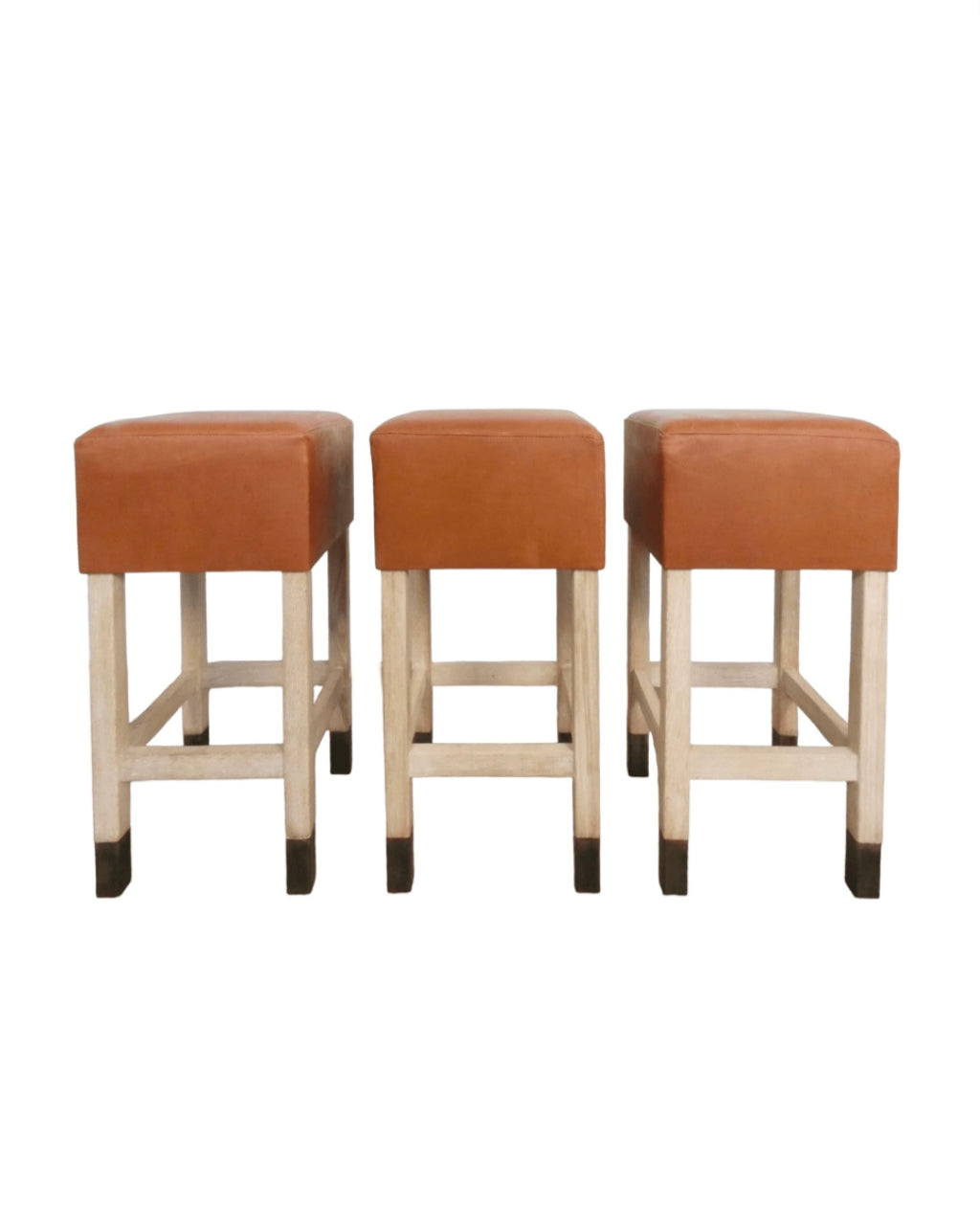 Lucca Studio Set of (3) Percy Saddle
Leather and Oak Stools