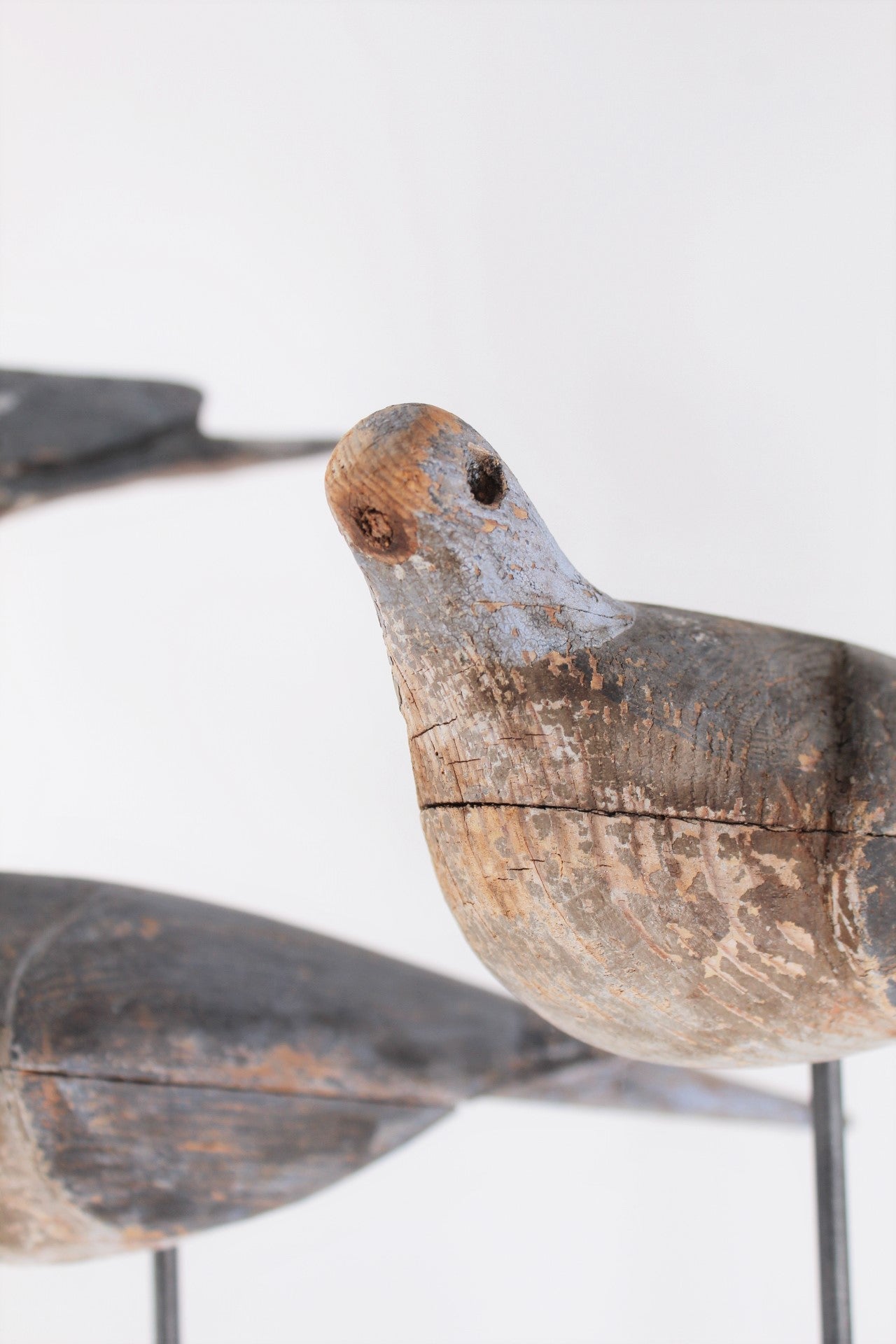 Set of 3 Wooden Primitive Birds on Stands