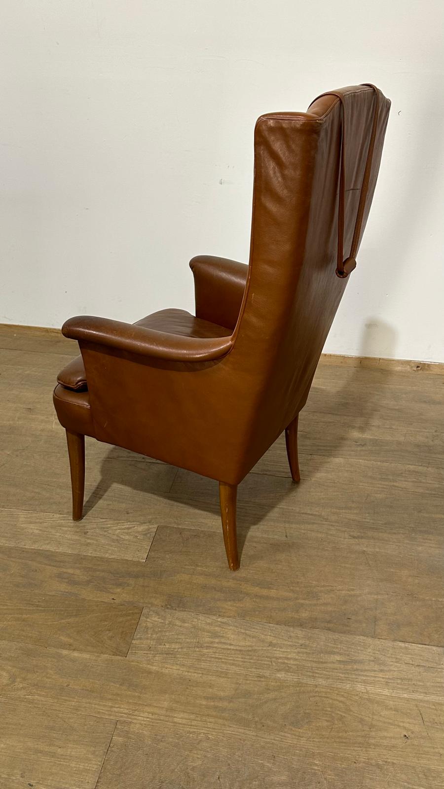 Single Danish Mid Century Leather Chair