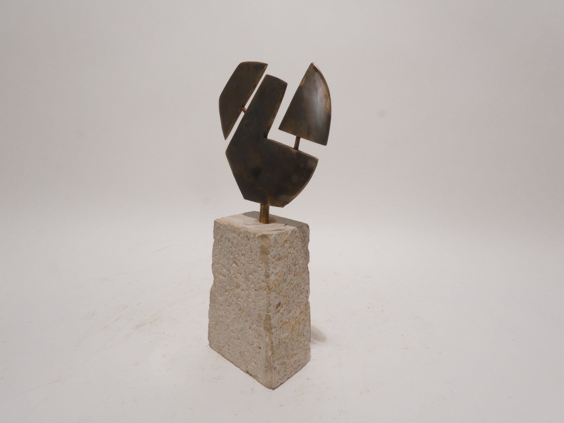 Limited Edition Hammered Bronze and Stone Sculpture