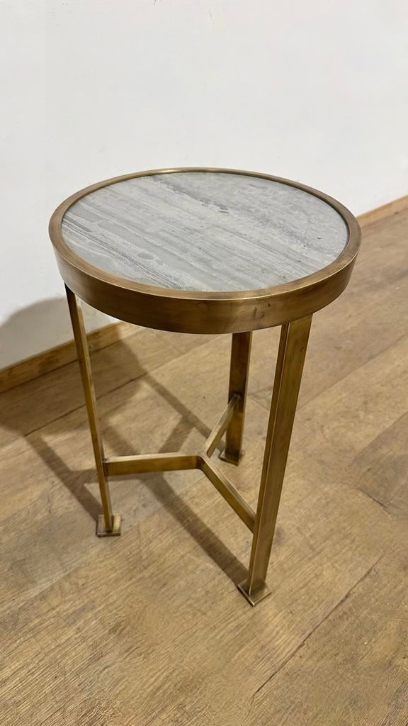 Lucca Studio Everett Bronze and Stone  Side Table (small)