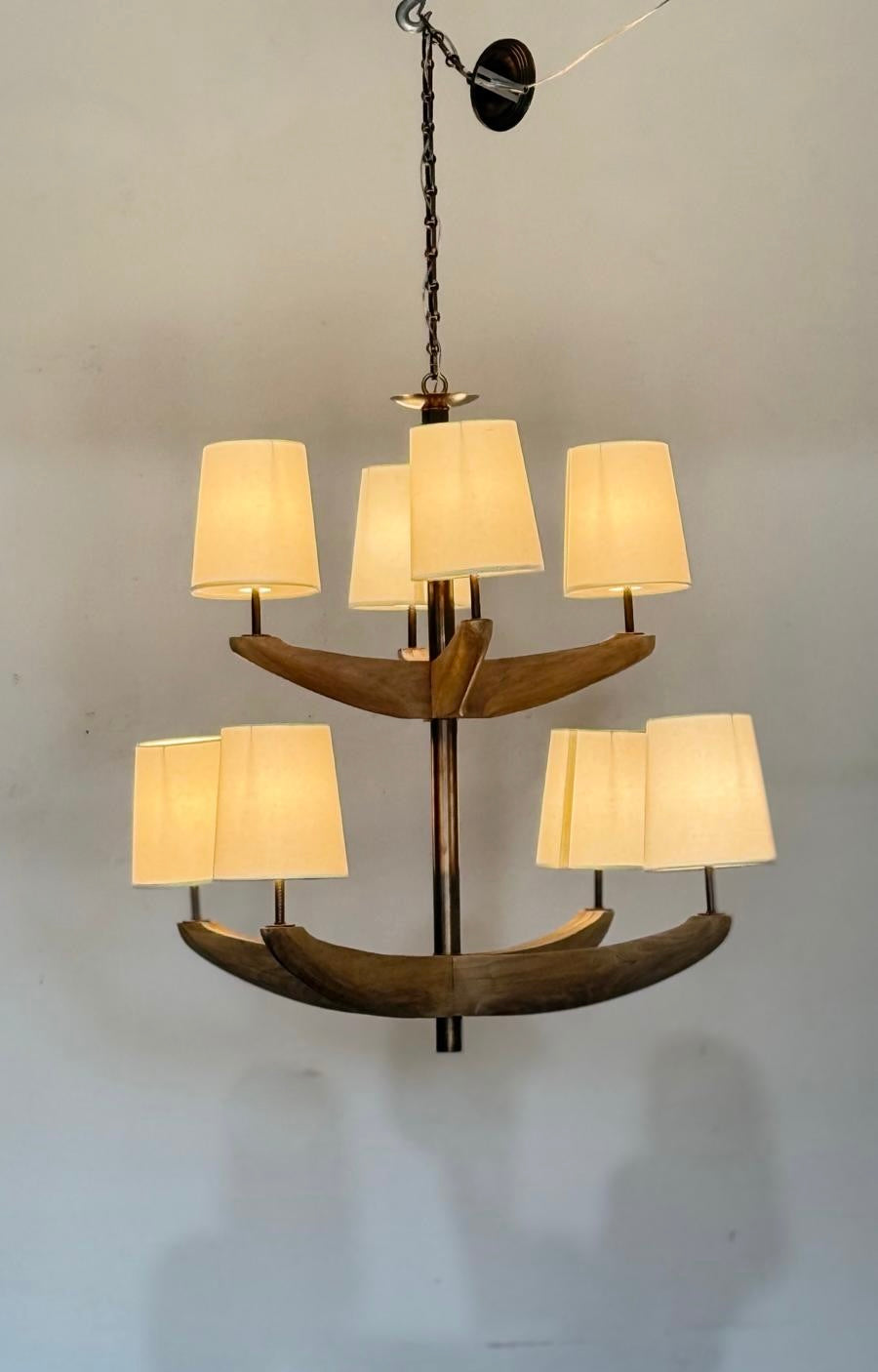 Lucca Studio Bancroft Oak and Brass Chandelier