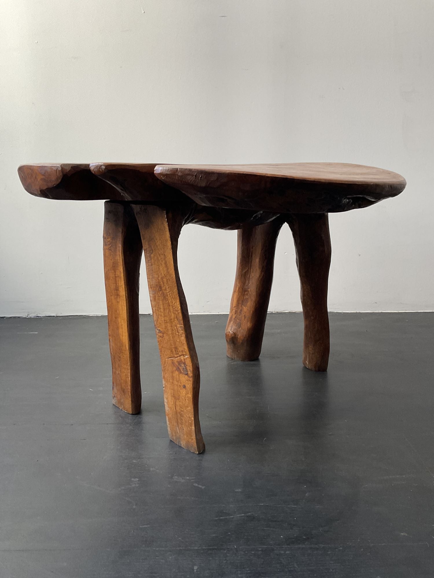 French Organic Wood Stool/ Side Table