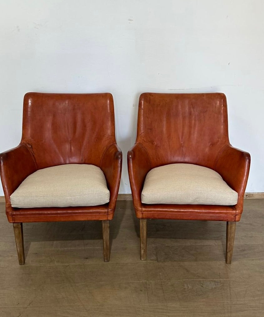 Pair of Arne Vodder Leather Chairs