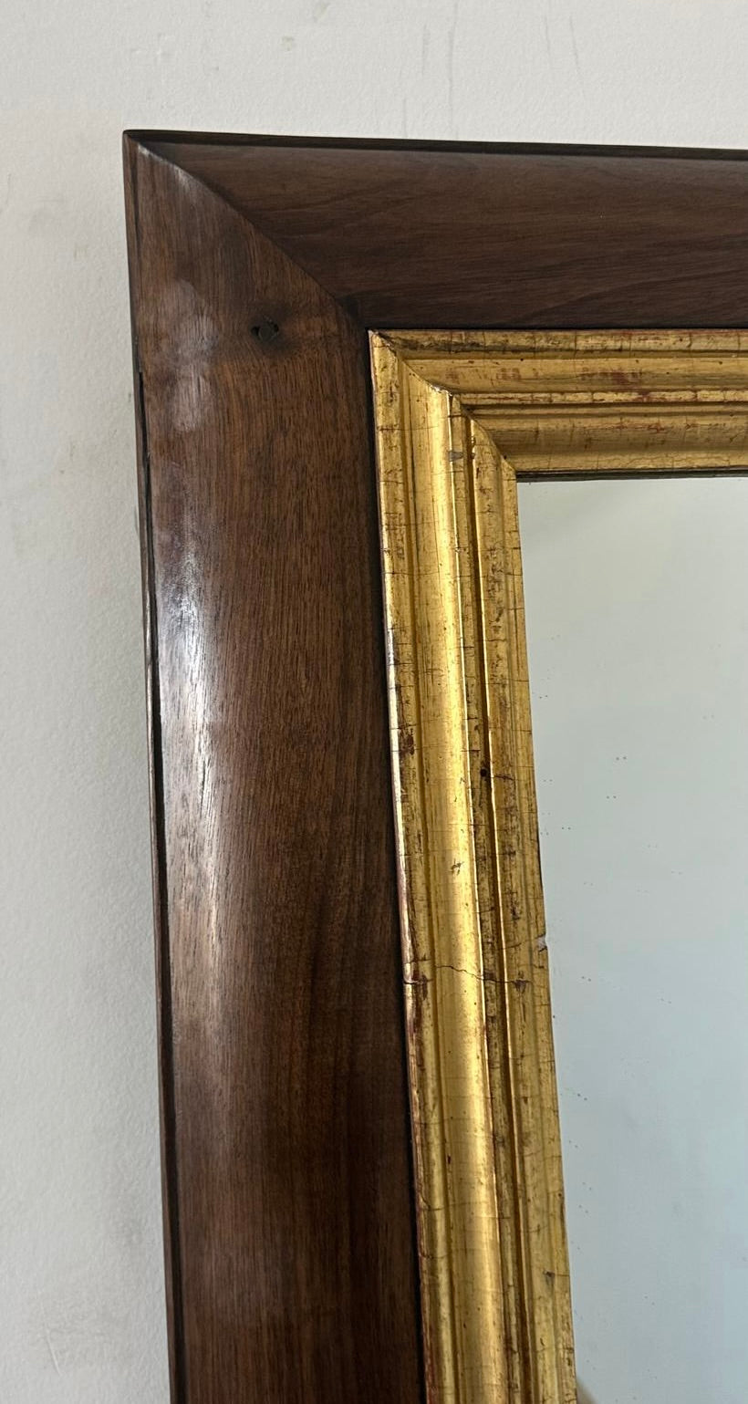 Limited Edition Walnut and 18th Century Gilt Wood Mirror