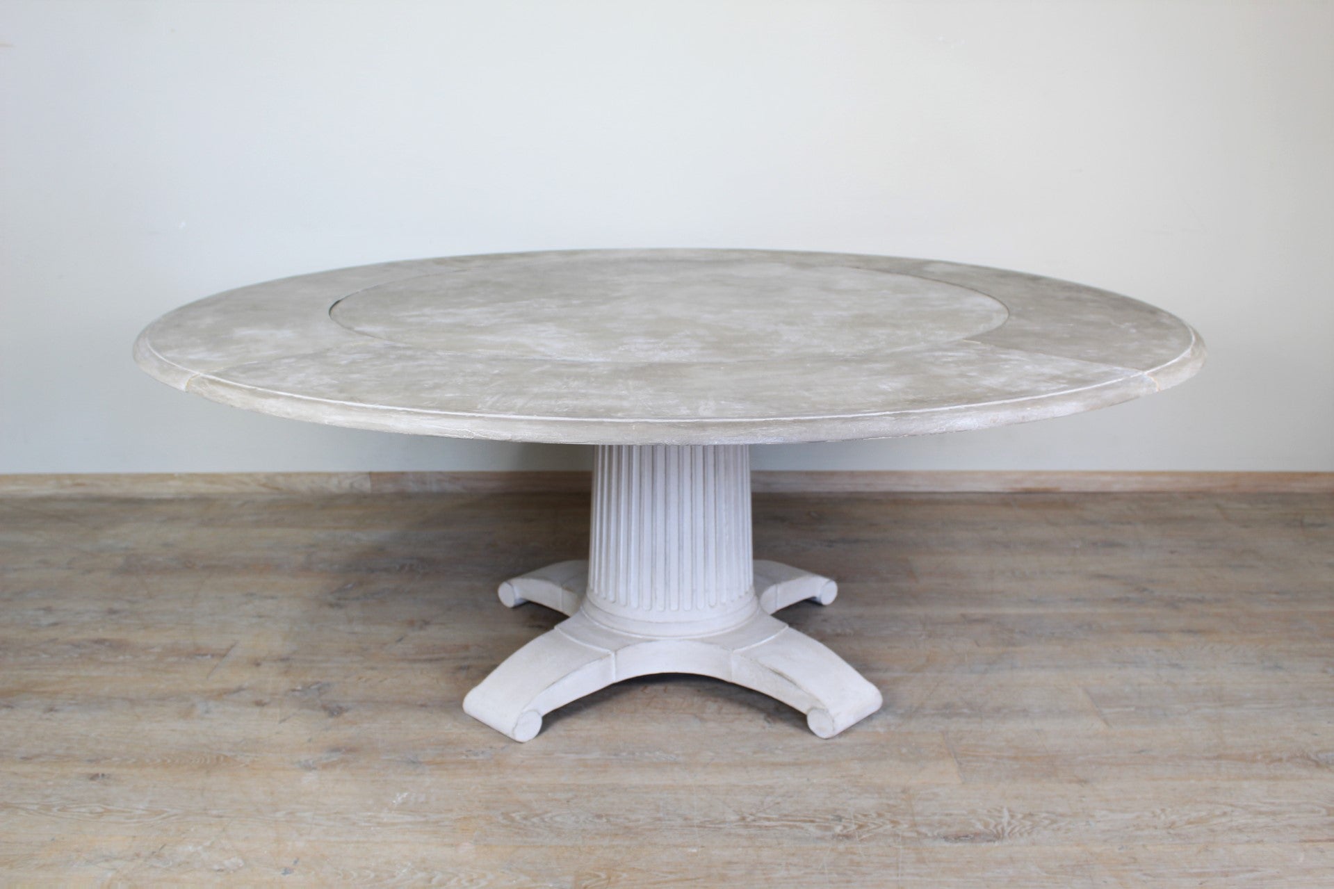 Large Belgian Round Oak Dining Table