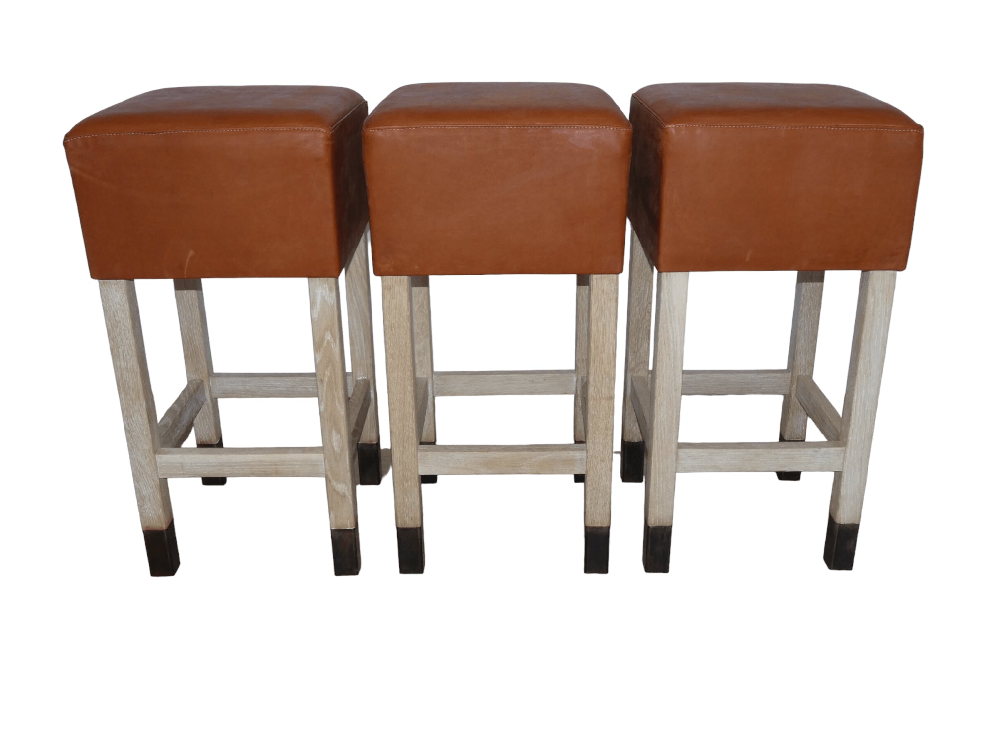 Lucca Studio Set of (3) Percy Saddle
Leather and Oak Stools