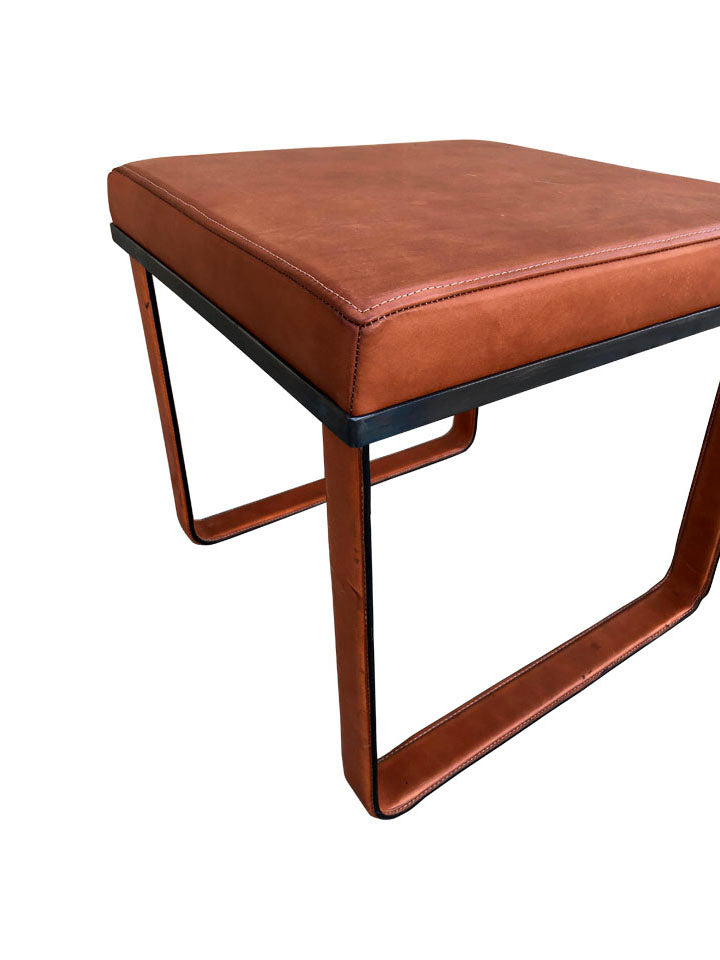 Lucca Studio Vaughn (stool) of saddle leather top and base