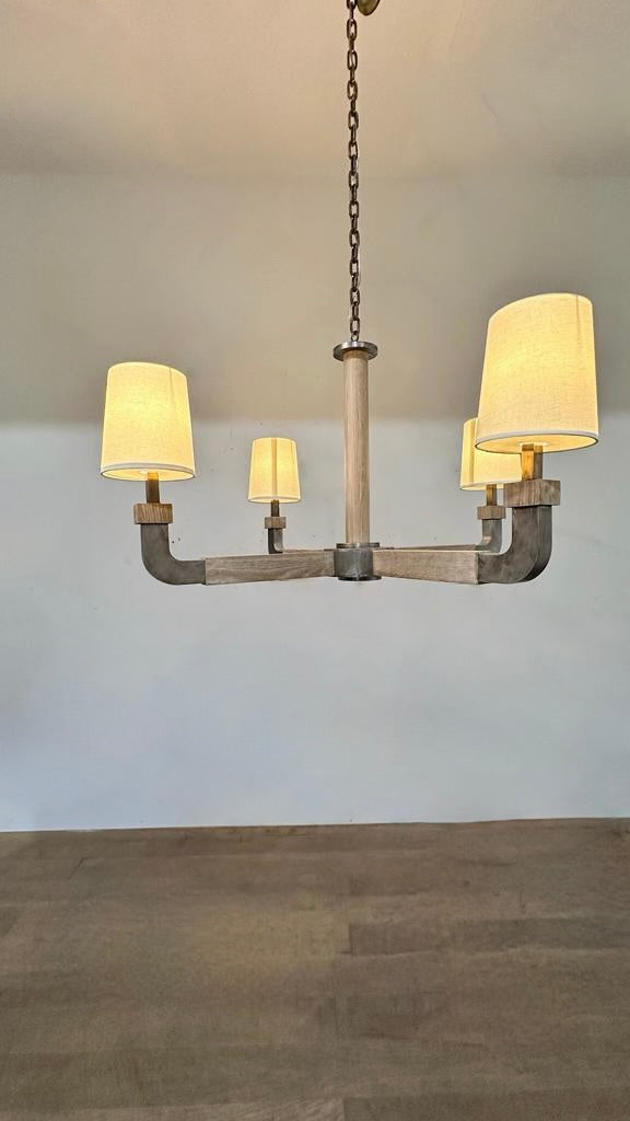 Lucca Studio James Oak and Aluminium Chandelier