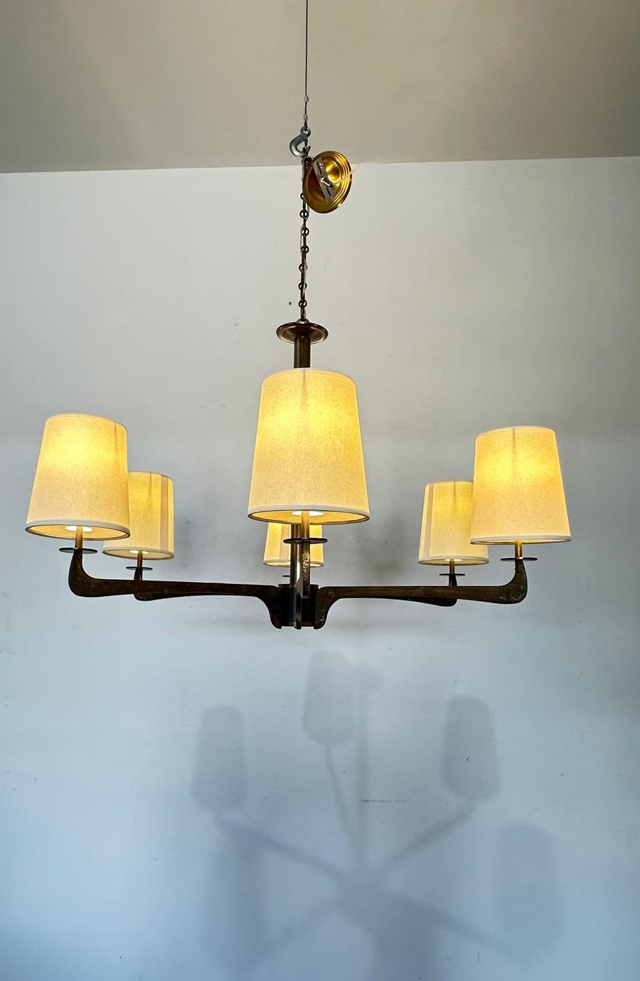 Lucca Studio Solid Bronze Hardin Chandelier (6 arm) Parchment Shades