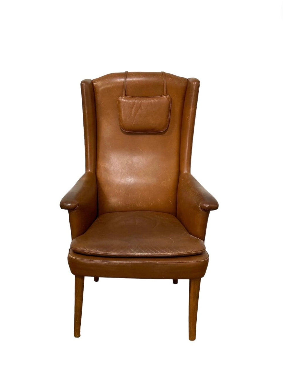 Single Danish Mid Century Leather Chair