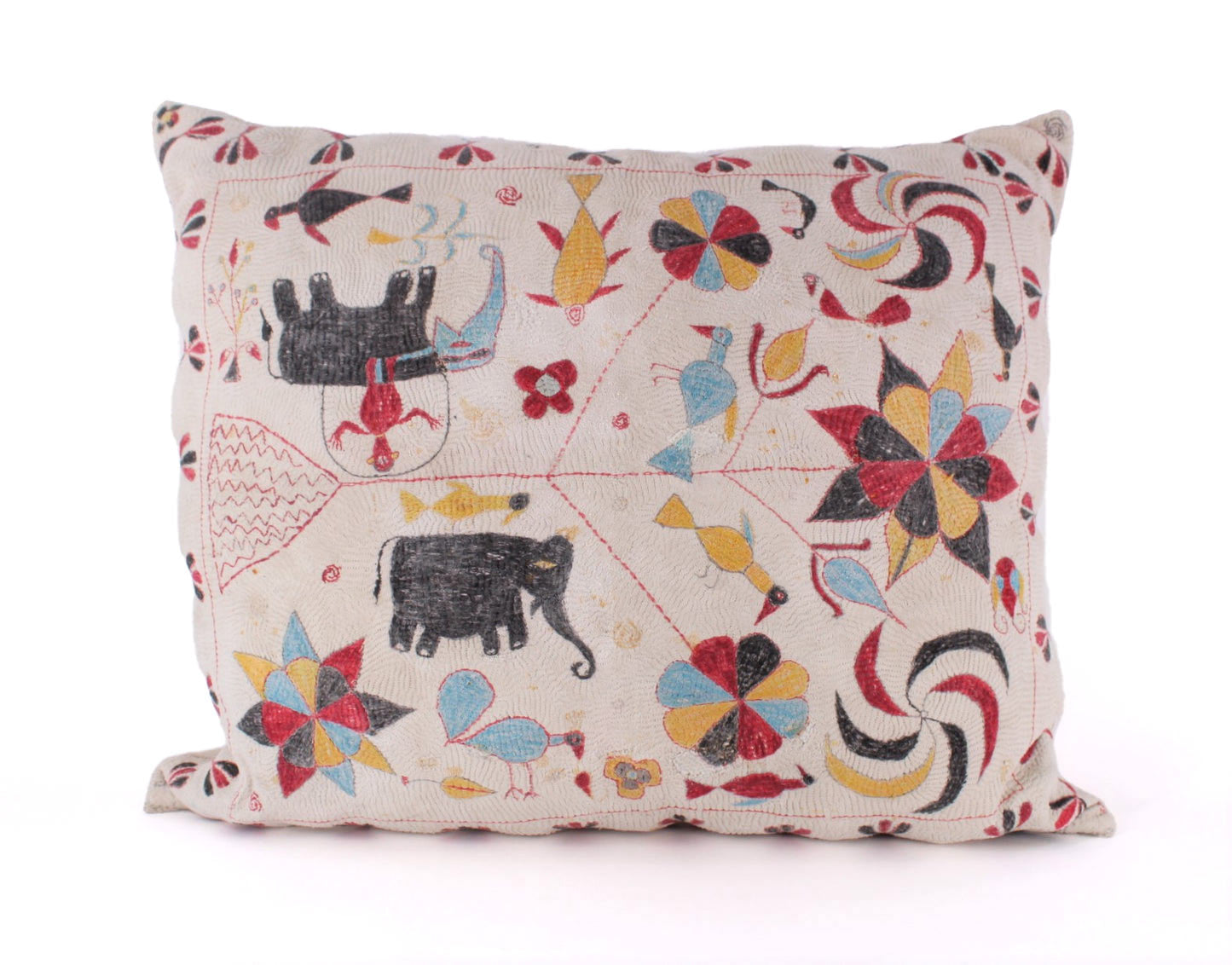 Rare Indian Embroidery Textile Pillow