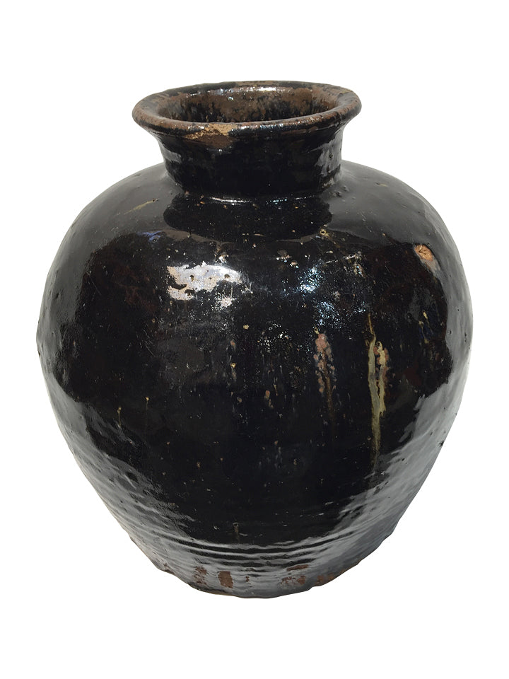 Large Black Glazed Ceramic Vessel from Central Asia