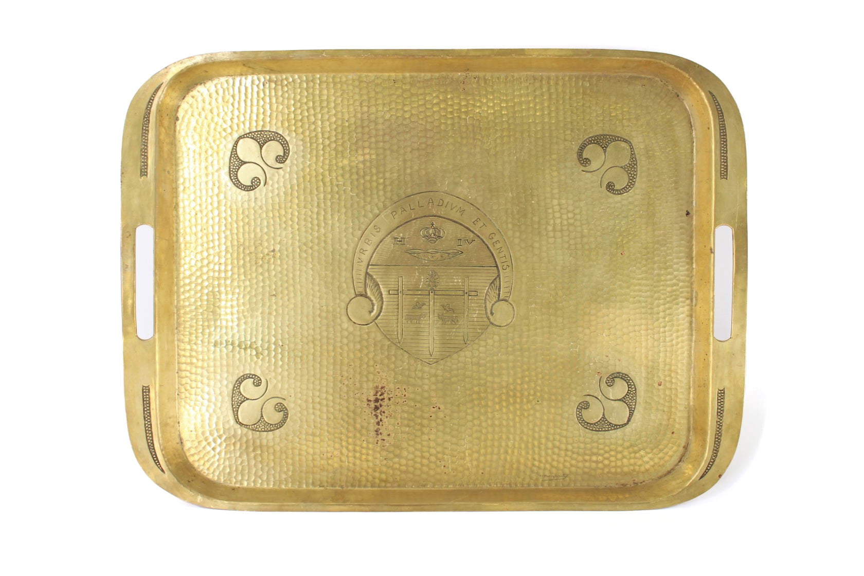 Antique Hand Engraved Brass Table Tray