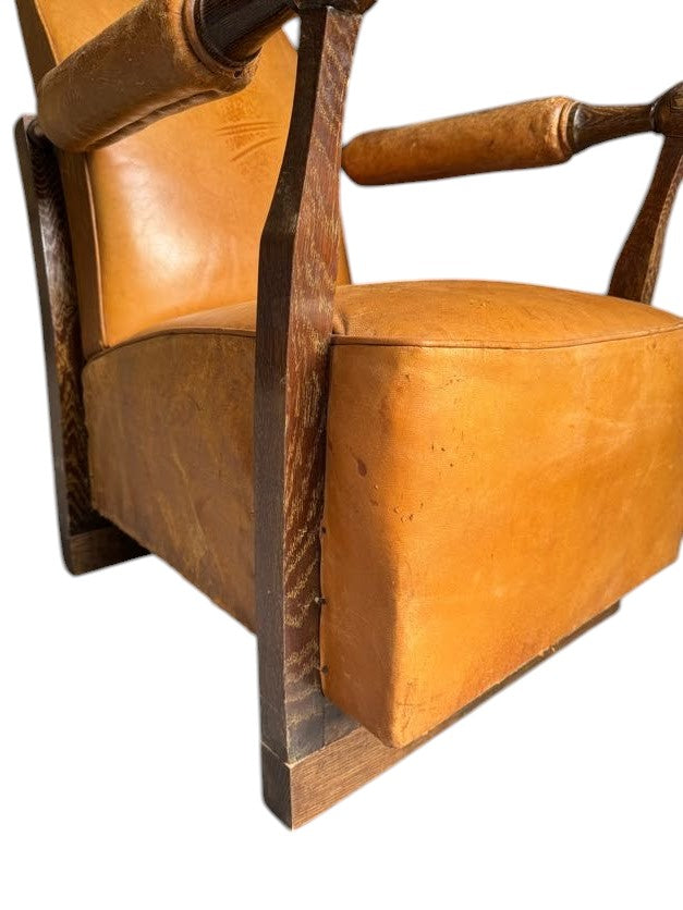 French 1930's Leather Arm Chair